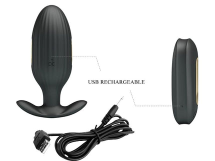 PRETTY LOVE - KELLY PLUG ANAL RECHARGEABLE VIBRATOR BLACK