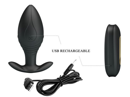 PRETTY LOVE - REGINA ANAL PLUG RECHARGEABLE VIBRATOR BLACK
