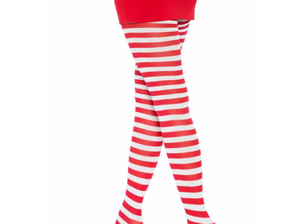 LEG AVENUE - WHITE/RED STRIPED TIGHTS