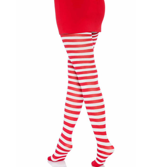LEG AVENUE - WHITE/RED STRIPED TIGHTS