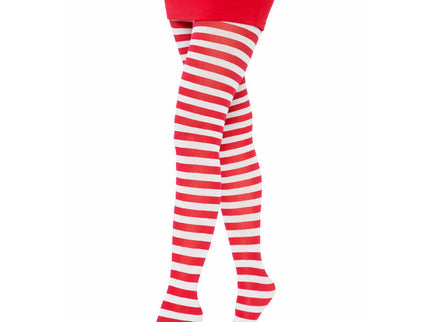 LEG AVENUE - WHITE/RED STRIPED TIGHTS