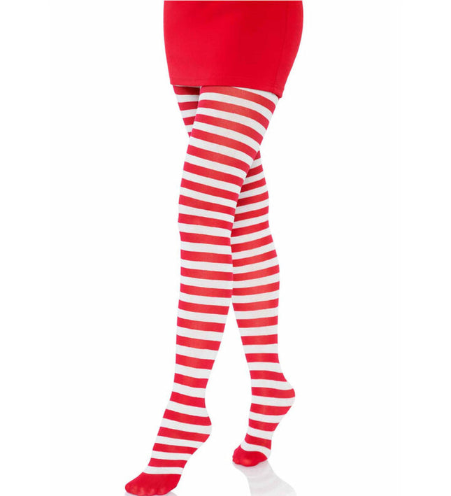 LEG AVENUE - WHITE/RED STRIPED TIGHTS