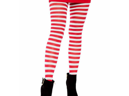 LEG AVENUE - WHITE/RED STRIPED TIGHTS