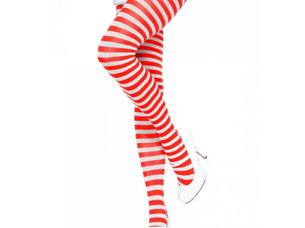 LEG AVENUE - WHITE/RED STRIPED TIGHTS