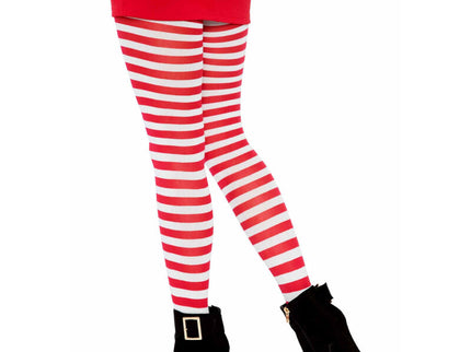 LEG AVENUE - WHITE/RED STRIPED TIGHTS