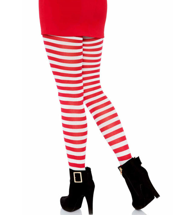 LEG AVENUE - WHITE/RED STRIPED TIGHTS