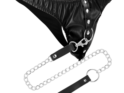 DARKNESS - SUBMISSION THONG WITH METAL CHAIN