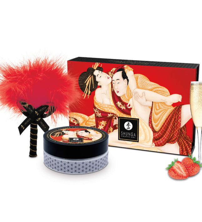 SHUNGA - STRAWBERRY EDIBLE MASSAGE POWDER KIT