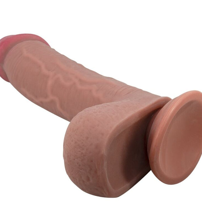 PRETTY LOVE - SLIDING SKIN SERIES REALISTIC DILDO WITH SLIDING SKIN SUCTION CUP BROWN 23.4 CM
