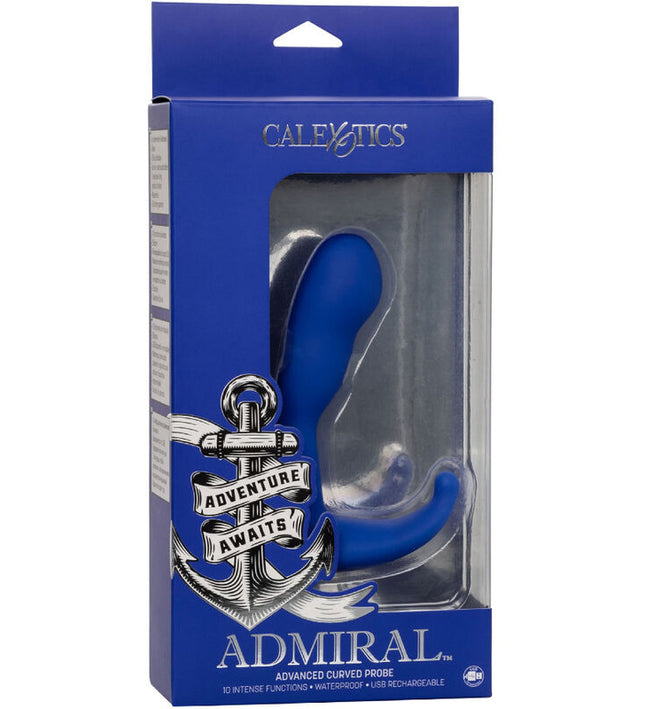 CALEXOTICS - ADMIRAL CURVED ANAL STIMULATOR & VIBRATOR BLUE
