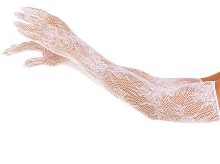 LEG AVENUE - RED FLORAL GLOVES BLACK