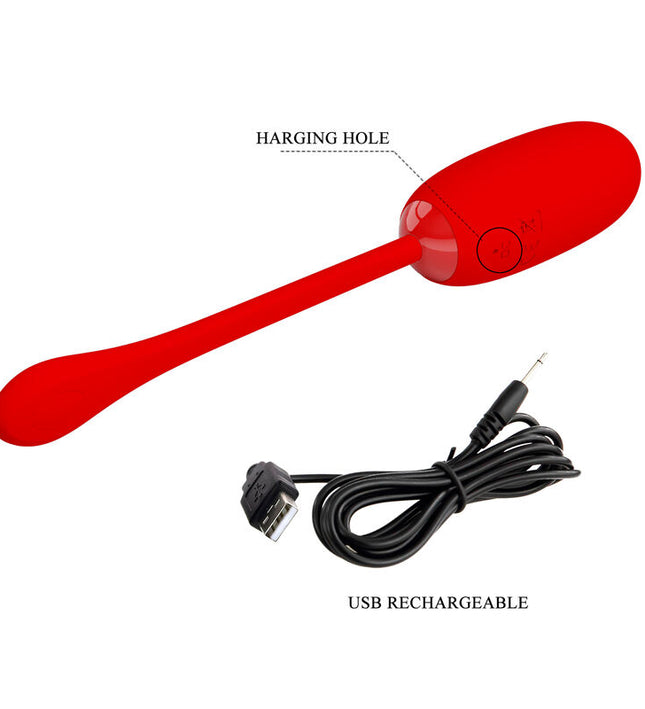 PRETTY LOVE - JULIUS WATERPROOF-RECHARGEABLE VIBRATING EGG RED