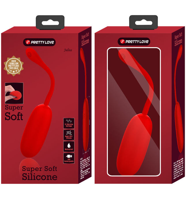 PRETTY LOVE - JULIUS WATERPROOF-RECHARGEABLE VIBRATING EGG RED