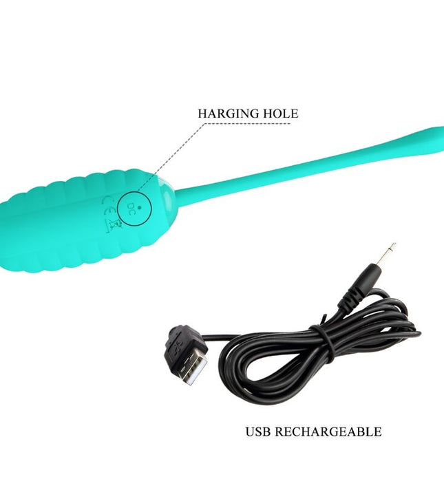 PRETTY LOVE - KIRK RECHARGEABLE VIBRATING EGG AQUA GREEN