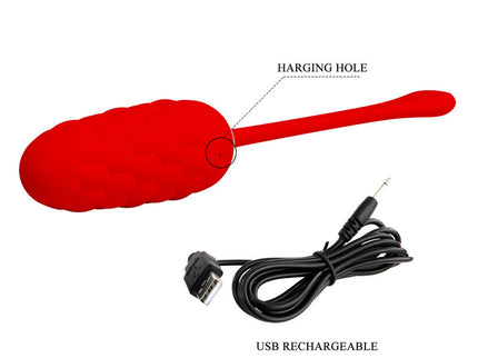 PRETTY LOVE - VIBRATING EGG WITH RED RECHARGEABLE MARINE TEXTURE