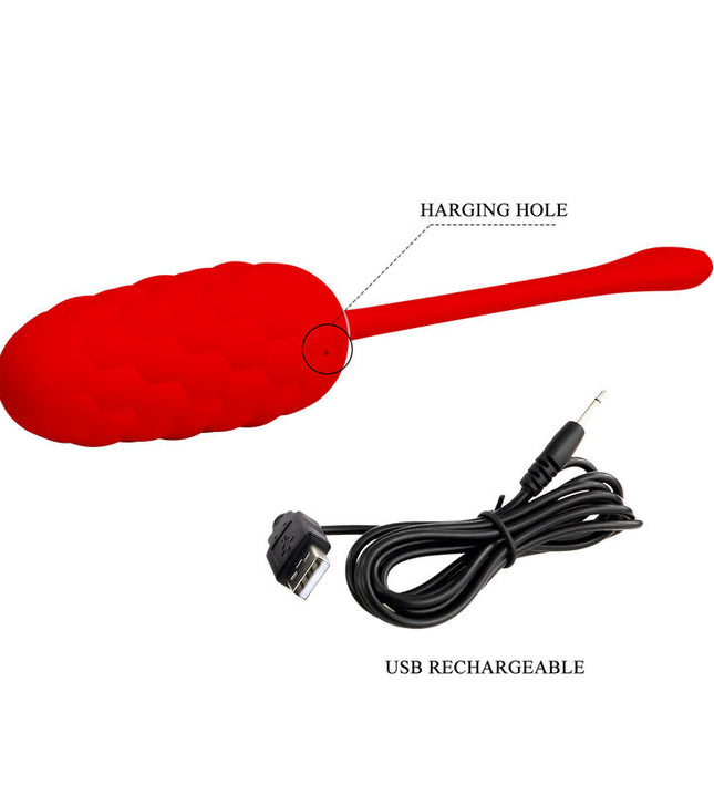 PRETTY LOVE - VIBRATING EGG WITH RED RECHARGEABLE MARINE TEXTURE
