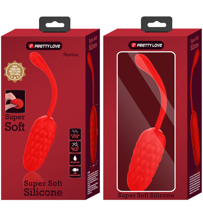 PRETTY LOVE - VIBRATING EGG WITH RED RECHARGEABLE MARINE TEXTURE