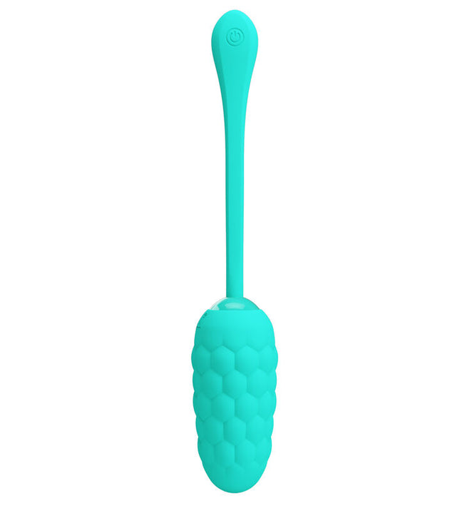 PRETTY LOVE - VIBRATING EGG WITH AQUA GREEN RECHARGEABLE MARINE TEXTURE