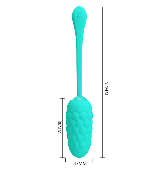 PRETTY LOVE - VIBRATING EGG WITH AQUA GREEN RECHARGEABLE MARINE TEXTURE