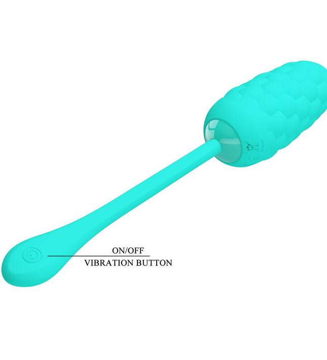 PRETTY LOVE - VIBRATING EGG WITH AQUA GREEN RECHARGEABLE MARINE TEXTURE