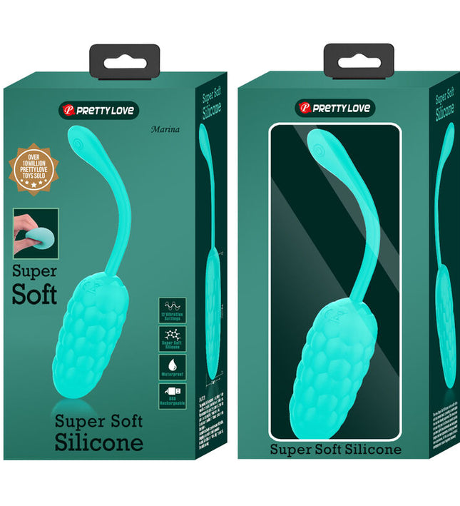 PRETTY LOVE - VIBRATING EGG WITH AQUA GREEN RECHARGEABLE MARINE TEXTURE