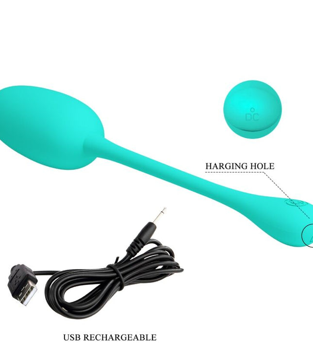 PRETTY LOVE - KNUCKER WATER GREEN RECHARGEABLE VIBRATING EGG