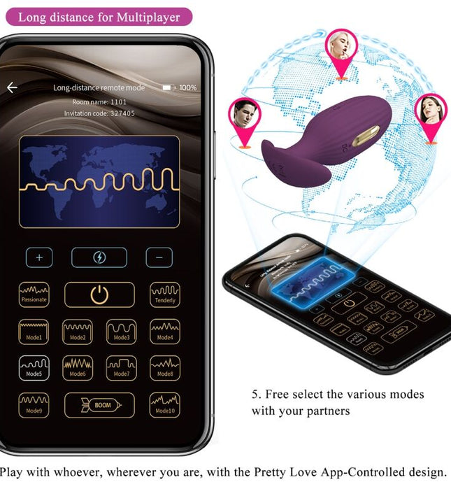 PRETTY LOVE - JEFFERSON APP CONTROLLED ANAL PLUG PURPLE
