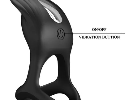 PRETTY LOVE - SILAS VIBRANT PENIS RING 7 VIBRATIONS BLACK SILICONE