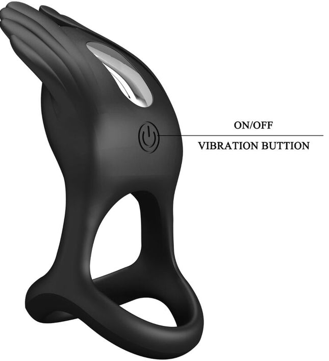 PRETTY LOVE - SILAS VIBRANT PENIS RING 7 VIBRATIONS BLACK SILICONE