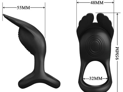 PRETTY LOVE - SILAS VIBRANT PENIS RING 7 VIBRATIONS BLACK SILICONE