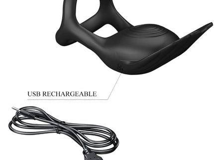 PRETTY LOVE - SILAS VIBRANT PENIS RING 7 VIBRATIONS BLACK SILICONE