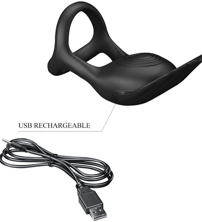 PRETTY LOVE - SILAS VIBRANT PENIS RING 7 VIBRATIONS BLACK SILICONE