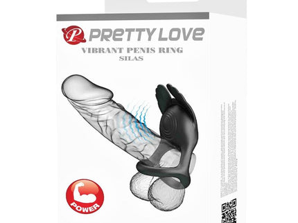 PRETTY LOVE - SILAS VIBRANT PENIS RING 7 VIBRATIONS BLACK SILICONE