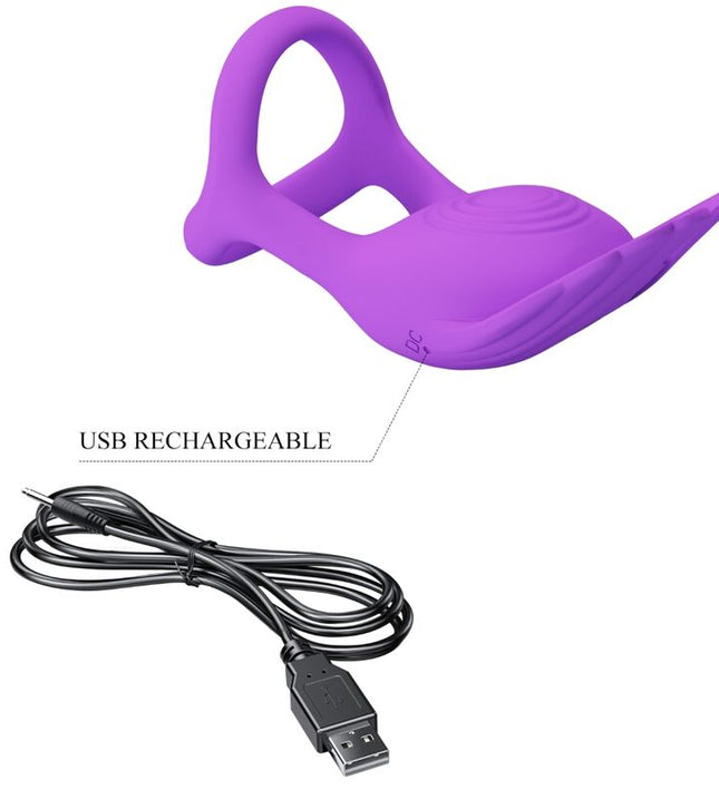 PRETTY LOVE - SILAS VIBRANT PENIS RING 7 VIBRATIONS PURPLE SILICONE