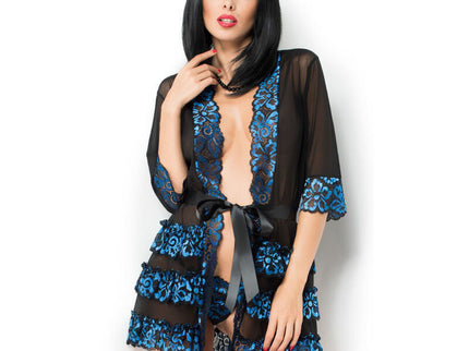 CHILIROSE - CR 3837 PEGNOIR BLUE & BLACK S/M