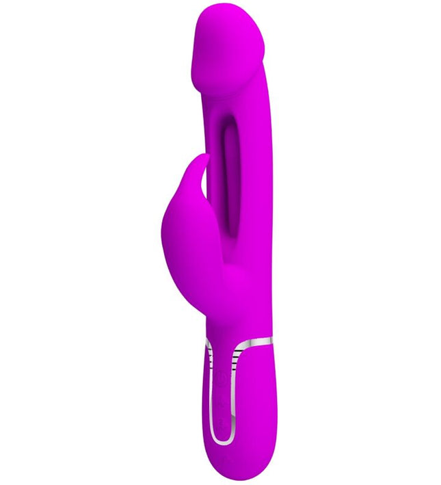 PRETTY LOVE - KAMPAS RABBIT 3 IN 1 MULTIFUNCTION VIBRATOR WITH TONGUE FUCHSIA