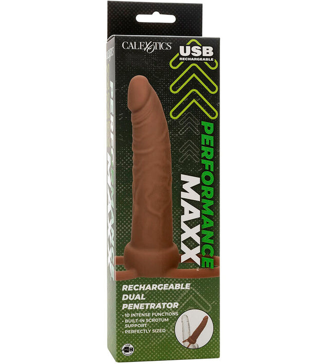 CALEXOTICS - PERFORMANCE MAXX RECHARGABLE DUAL PENETRATOR BROWN SKIN