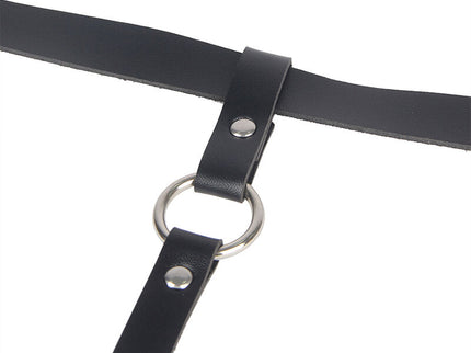SUBBLIME - LEATHER CHAINLEG HARNESS BLACK ONE SIZE
