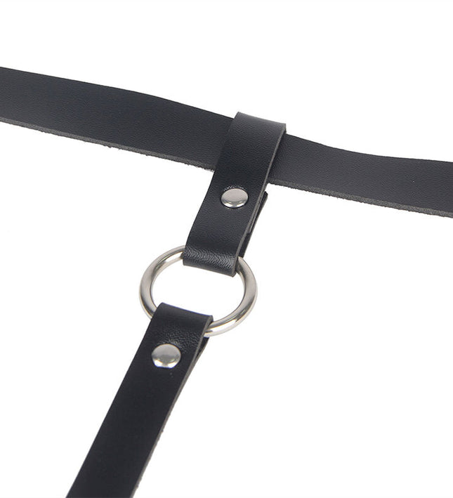 SUBBLIME - LEATHER CHAINLEG HARNESS BLACK ONE SIZE