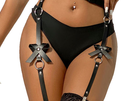 SUBBLIME - LEATHER CHAINLEG HARNESS BLACK ONE SIZE