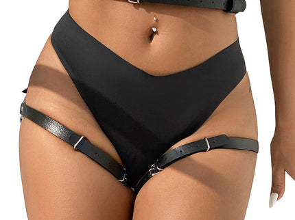 SUBBLIME - LEATHER WAIST AND LEG HARNESS BLACK ONE SIZE