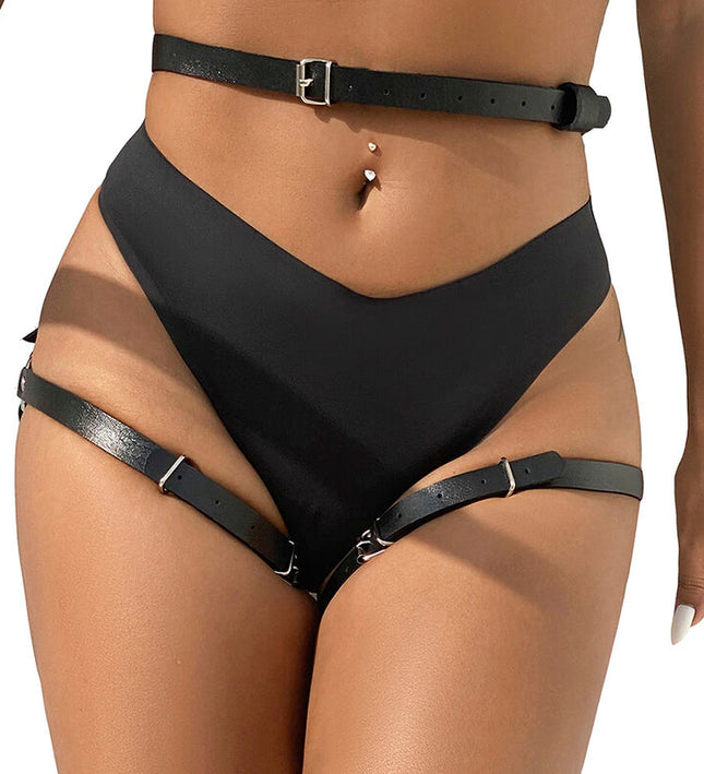 SUBBLIME - LEATHER WAIST AND LEG HARNESS BLACK ONE SIZE