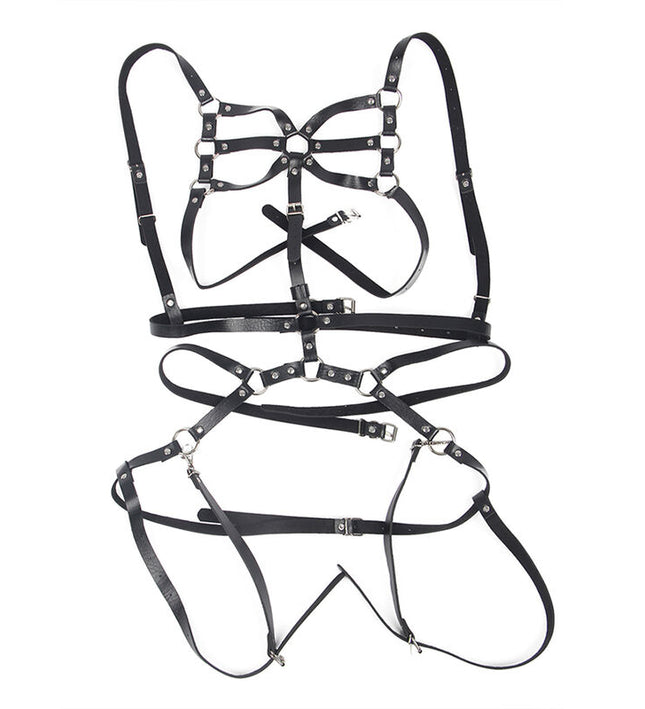 SUBBLIME - BODY HARNESS ADJUSTABLE STRAPS LEATHER BLACK ONE SIZE