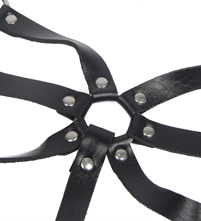 SUBBLIME - BODY HARNESS ADJUSTABLE STRAPS LEATHER BLACK ONE SIZE