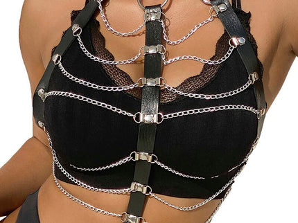 SUBBLIME - CHEST HARNESS LEATHER CHAINS BLACK ONE SIZE
