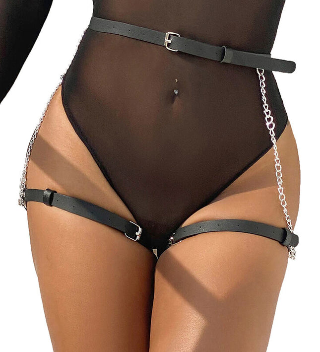 SUBBLIME - LEATHER BELT HARNESS BLACK ONE SIZE