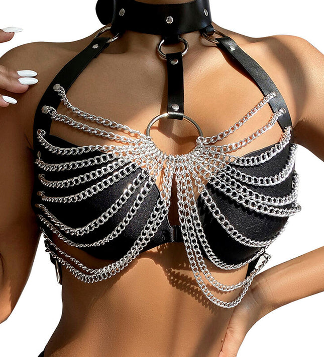 SUBBLIME - CHEST HARNESS WITH BIG RING CHAINS ONE SIZE