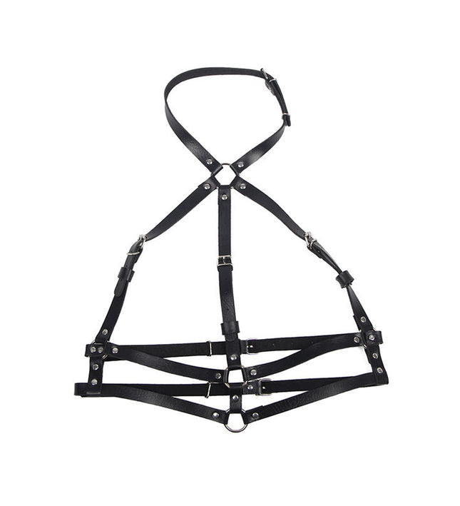 SUBBLIME - LEATHER RING CHEST HARNESS BLACK ONE SIZE