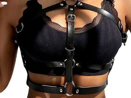 SUBBLIME - LEATHER RING CHEST HARNESS BLACK ONE SIZE