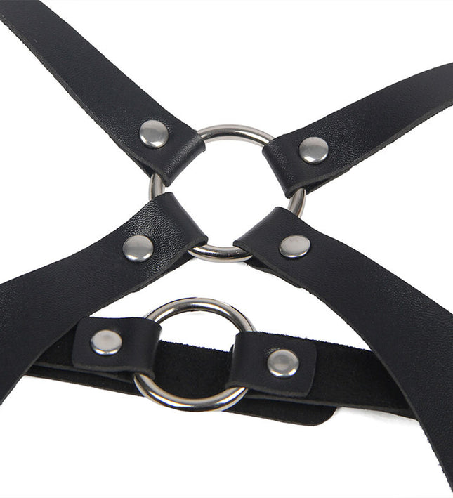 SUBBLIME - FULL BODY HARNESS WITH LEATHER BUCKLES BLACK ONE SIZE
